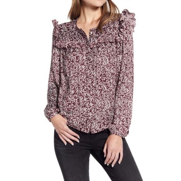 NWT Rebecca Minkoff Floral Ruffle Selandra Blouse Medium - Picture 2 of 6
